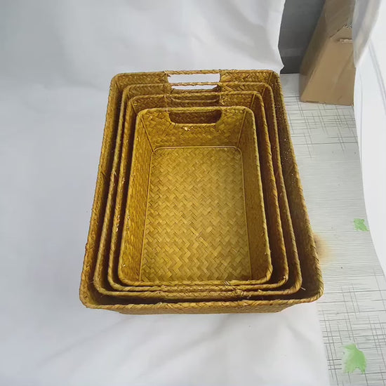 Yasarr Natural Woven Seagrass Basket – Eco-Friendly Storage Basket for Home Decor